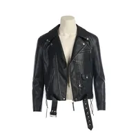 Movie Terminator 2 T800 Cosplay Costumes Terminator Jackets Black Pu Leather Judge Jacket Coat Fot Men Clothing346r