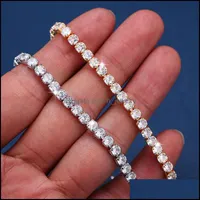 Tennis redondo contas de zirc￣o pulseira de t￪nis Bracelets de corrente de moda de moda j￳ias de j￳ias personalidade fema hjewelry dhkmp