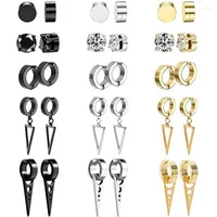 Backs Earrings 15 Pairs Of Stud Stainless Steel Magnet Clip Non-Perforated CZ Ring Pendant Cross Magnetic Unisex