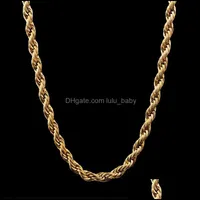 Chains Bk 18K Gold Plated Chains For Women Men M Twisted Rope Choker Necklaces Jewelry Size 18 20 22 24 30 Inches 289 G2 Dro Lulubaby Dhsie
