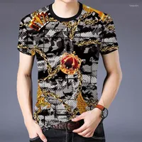 Herren T-Shirts Halskette Kronendruck M￤nner 2022 Sommer-Pers￶nlichkeitsstil kurz￤rmelig T-Shirt Top Hip-Hop Street Mode M-4xl