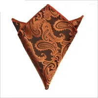 Bow Ties Fashion 26cm Silk Pocket Square for Mens Orange Paisely Floral Clorkerchief Suit Party Party Party Hanky