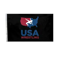 USA Wrestling Logo Black Flag pour Wrestlin G Season Couleur vive UV Fade r￩sistant ￠ l'ext￩rieur Double d￩coration cous￩e banni￨re 90x150cm SP302C