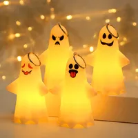 Halloween Decoration Children's Portable Toy Jack-O-Lantern Little Ghost Head Doll White Ghost Night Light Decorations Pendant