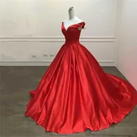 파티 드레스 우아한 단순한 빨간 무도회 드레스 v 넥 볼 가운 캡 슬리브 220823