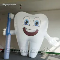 Uppblåsbara studsare Anpassade reklam Vit Uppblåsbar tandmodell 2m/3m Höjd Blow Up Dental Man Balloon med en tandborste för händelse