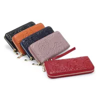 Woman clutch wallet fashion embossed rose flower mulit functional genuine leather zipper soft wallet for iphone 12 detachable wris2314