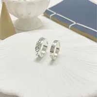 Fashion Luxury Designer jewelry Couple Rings for Man Women Unisex 4/6/9mm simple Ring Ghost Jewelry Sliver Color Size 5-11