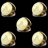 5pcs Masonic Craft Annuit USA Liberty Eagle Token Gold Plated 1oz Challenge Coin Coin Coint W Capsule261u