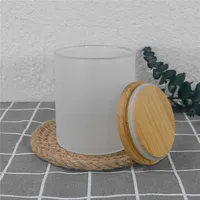 10oz Short Straight Glass Tumbler Sublimation Candle Holder Tea Light Candles Cup With Bamboo Lid Clear Frosted Fragrance Candle Cups Mini Glasses Tumblers Us Local
