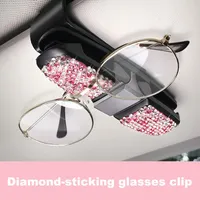 İç Aksesuarlar 1 PC Bling Güneş Gözlüğü Tutucu Güneş Visor Gözlükleri Kılıflar Araba Dekorasyon Kadınları