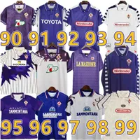 Jersey 1998 1999 2000 Retro Fiorentina Futbol Formaları Batistuta Rui Costa Özel Vintage 92/93 Floransa Ev Uzun Futbol Gömlek Camisas de Futebol