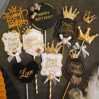 Otros suministros de fiesta festivos Prince Princess Crown Happy Birthday Cake Topper Decor Baking278g