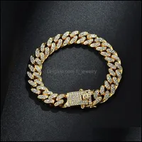 Cha￮ne de liaison Hip Hop Bling Gold Bracelets Bijoux Diamond Iced Out Miami Cuban Bracelet 1272 B3 Drop Livraison Hjewelry Dhfmi
