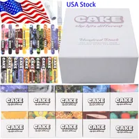 USA Stock Cake 100 All Glass Atomizers 10 Strains Vape Cartridges Packaging With Box Pack Empty Dab Pen Wax Vaporizer E Cigarettes 1.0ml Ceramic Coil Carts Press in