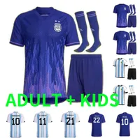 22 23 Argentyna piłkarska koszulka 2022 2023 J. Correa Lanzini Kun Aguero lo Celso Martinez Tagliafico Dybala Dorosy Men Men Kids Football Kit Socks Skarpetki mundurek