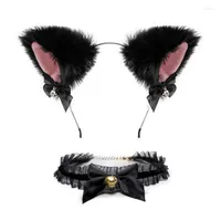 Partymasken süße schöne Frauen Mädchen Katze Ohr Stirnband Halskette Anime Cosplay Kostüm Glocke Plüsch Kopfwege Haarzubehör Accessoires