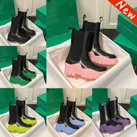 En kaliteli bottegas lastik chelsea platformu botlar tasarımcı ayakkabılar açık martin ayak bileği kayma anti-kayma dalgası renkli kauçuk dış taban elastik dokuma lüks erkekler boot