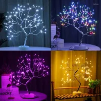 Gece Işıkları LED Işık USB Mini Noel Ağacı Bakır Tel Çelenk Lamba Peri Ev Yatak Odası Dekoru Dekor Lüminer Tatil Aydınlatma