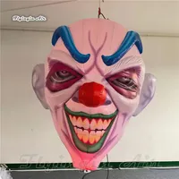 Bouncers Personalized Lighting Inflatable Clown Head Balloon 2m/3m Air Blown Demon Mask Replica With RGB Light For Halloween Decoration