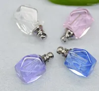 Pendant Necklaces 100PCS LOT Polyhedron Crystal Wishing Bottle. Perfume Bottle Pendant. Mixed Colors Randomly Sent 18X10MM