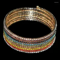 Bangle aousix Luxury Women Multi -Layers Rainbow Rinestone Bracelets Brandles для регулируемых свадебных импульсеров