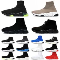 أحذية الجري مصمم الجوارب أحذية الرجال والنساء بيج فلاش الأزرق الرياضي الأحذية الدانتيل ثلاثة أبيض وأبيض شفاف وحيد الأحذية المسطحة بحجم 36-45