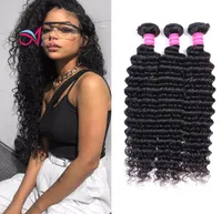 Brazilian Virgin Human Hair Deep Wave 3 Bundles Natural 1B Color Indian Peruvian Malaysian Hair Extensions Weaves Unprocessed2818418