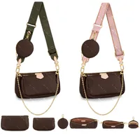 Prawdziwe skórzane torebki mody torby na ramię Multi Pochette Accessoires torebki Kobiety Ulubione mini 3pcs akcesoria crossbody Bag2610