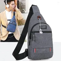 Waist Bags Men's Messenger Bag Shoulder Oxford Cloth Chest Crossbody Casual Man Headphone Multifunction Handbag KL931