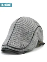 Berets Original JAMONT Quality English Style Winter Woolen Elderly Men Thick Warm Beret Hat Classic Design Vintage Visor Cap Snapb9439172