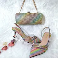 Dress Shoes QSGFC Rainbow Color Pointed Stiletto Simple Design Ladies And Bag Party Friend 221130