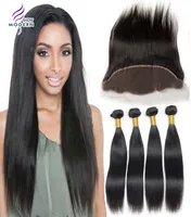 Mink 4 Bundles Brazilian Virgin Hair With Closure Straight Modern Show Human Hair Weave Lace Frontal Closure And Bundle4935081