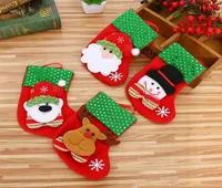 High quality design mini christmas stocking cute candy gift bag snowman santa deer bear tree ornament pendant DHL1499495