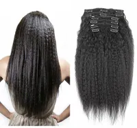 HL Brazilian Clip in Human Hair Extensions Kinky Straight Clip ins for African American 100Real Hair Clip in Extensions3562365