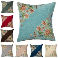 Pillow Chenille Flocking Case Jacquard Borded Cover Home Decorative Classic Floral 45x45cm