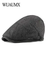 Berets Wuaumx Spring Autumn Beret Hat Men Retro Visor Cap Casual British Vintage Flat Duckbill Solid Men039s Casquette5710315