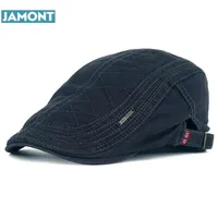 JAMONT New Autumn Cotton Berets Caps For Men Casual Peaked Caps grid embroidery Berets Hats Casquette Cap7998930
