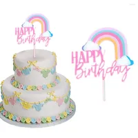 Festive Supplies Rainbow Cloud Happy Birthday Cake Topper Decoration Card Bachelor Hat Acrylic Graduation Party