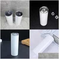 Mugs Sublimation Tumblers 20Oz Stainless Steel Powder Coated Vacuum Insated Straight White Mug Diy Tall Cups With Lid 873 Z2 Drop De Dhu9N