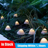 Noel LED Güneş Işıkları Mantar Dış Mekan Işıkları Bahçe Dekorasyonu Su Geçirmez Garland Bori Backyard Peri Lambası Enerji Zemin Dizesi