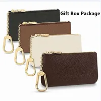 Brown flower Print Luxury Designers 5 Style Key Wallets Coin Purses Super Fiber Holds Classical With Box Women Holder Purse Small 289v
