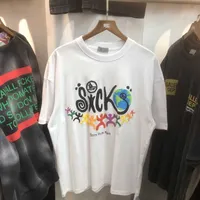 Men's T-Shirts Sicko 2022 Summer Human bet Earth Print High Street Cotton Loose Large Men's And Women's Short Sleeve t-Shirt Black And Whi T221130