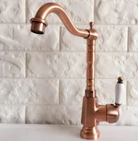 Kitchen Faucets Wash Basin Faucet Antique Red Copper Ceramic Lever Handle Swivel Bathroom Sink And Cold Water Taps 2nf402
