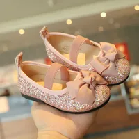 Flat Shoes Kids Shoes Girls Prinses Pu Leather Flower Casual Glitter Flat Children Party Dancing Performance Shoes Summer Spring T221201