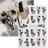Stickers Decals 3D Fall Nail Gold Leaf Cotton Flowers Transfer Adhesive Sliders Manicure Autumn Decorations TRSTZSJ 221201