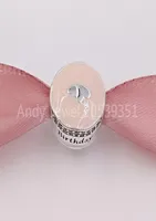 Andy Jewel Authentic 925 Sterling Silver Beads Happy Birthday Cake Charms Fits European Pandora Style Jewelry Bracelets Necklace6262927