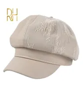 Autumn Women PU Berets Hat Fashion Retro Lace Stitching Octagonal Cap Female Thick Warm Winter Hats Newsboy Hat RH6854030
