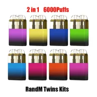 RandM Twins 2in1 Disposable E-cigarettes Pod Device Kit 6000 Puffs 550mAh Rechargeable Battery 14ml Prefilled Cartridges Box Mod Vape Pen Authentic