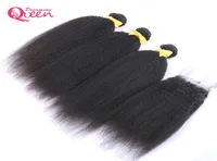Brazilian Kinky Straight Hair Bundles With Lace Closure Virgin Human Hair 3 Bundles With 4x4 Lace Closure Unprocessed Brazilian Ha7918281